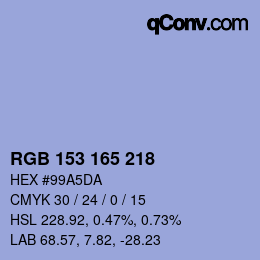 カラーコード: RGB 153 165 218 | qconv.com
