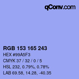 Color code: RGB 153 165 243 | qconv.com
