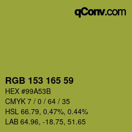 Color code: RGB 153 165 59 | qconv.com