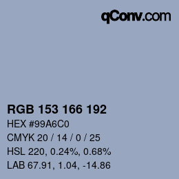 Color code: RGB 153 166 192 | qconv.com