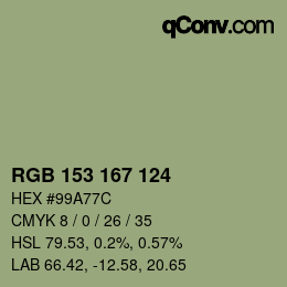 Farbcode: RGB 153 167 124 | qconv.com