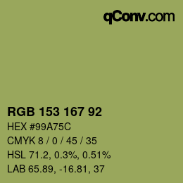 颜色代码: RGB 153 167 92 | qconv.com