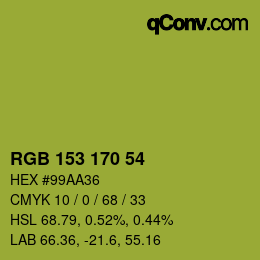 颜色代码: RGB 153 170 54 | qconv.com