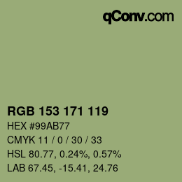 カラーコード: RGB 153 171 119 | qconv.com