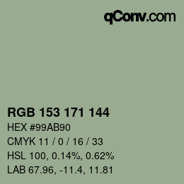 Color code: RGB 153 171 144 | qconv.com