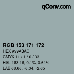 カラーコード: RGB 153 171 172 | qconv.com