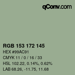 Color code: RGB 153 172 145 | qconv.com