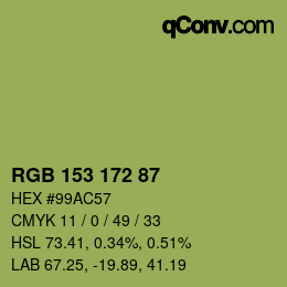 Código de color: RGB 153 172 87 | qconv.com