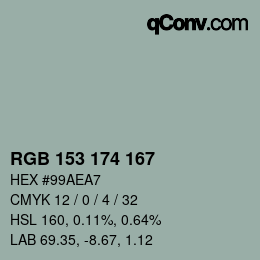 Color code: RGB 153 174 167 | qconv.com