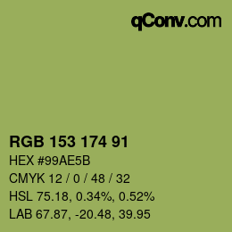 Color code: RGB 153 174 91 | qconv.com