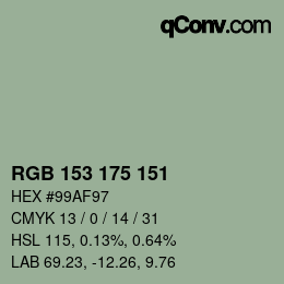 Código de color: RGB 153 175 151 | qconv.com