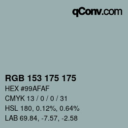 颜色代码: RGBA 153 175 175 1 | qconv.com