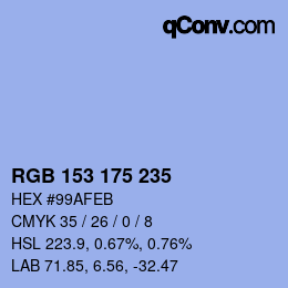 Color code: RGB 153 175 235 | qconv.com
