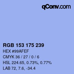 Color code: RGB 153 175 239 | qconv.com