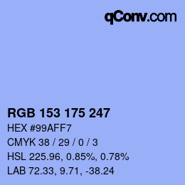 カラーコード: RGB 153 175 247 | qconv.com