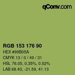 颜色代码: RGB 153 176 90 | qconv.com