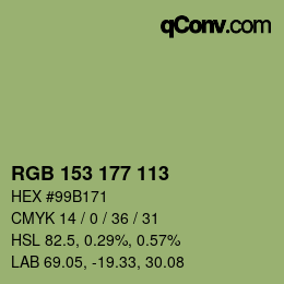 Código de color: RGB 153 177 113 | qconv.com