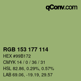 Color code: RGB 153 177 114 | qconv.com