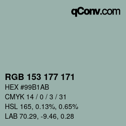 カラーコード: RGB 153 177 171 | qconv.com