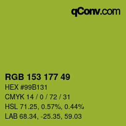 カラーコード: RGB 153 177 49 | qconv.com