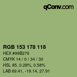 カラーコード: RGB 153 178 118 | qconv.com