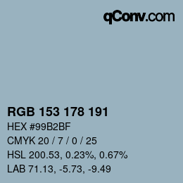 Color code: RGB 153 178 191 | qconv.com