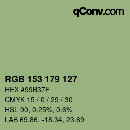 Código de color: RGB 153 179 127 | qconv.com