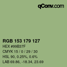 Código de color: RGB 153 179 127 | qconv.com