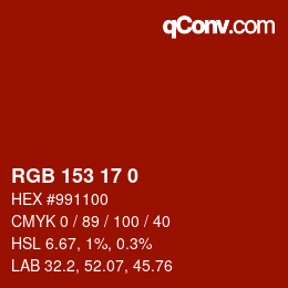 Color code: RGB 153 17 0 | qconv.com