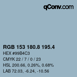 カラーコード: RGB 153 180.8 195.4 | qconv.com