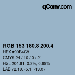 カラーコード: RGB 153 180.8 200.4 | qconv.com
