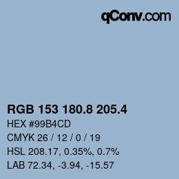 カラーコード: RGB 153 180.8 205.4 | qconv.com