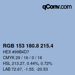 カラーコード: RGB 153 180.8 215.4 | qconv.com