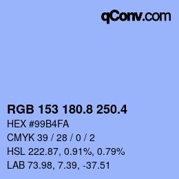 カラーコード: RGB 153 180.8 250.4 | qconv.com