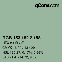 カラーコード: RGB 153 182.2 158 | qconv.com