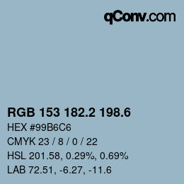 カラーコード: RGB 153 182.2 198.6 | qconv.com