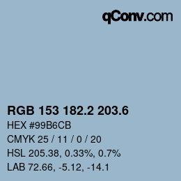 カラーコード: RGB 153 182.2 203.6 | qconv.com