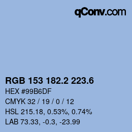 カラーコード: RGB 153 182.2 223.6 | qconv.com