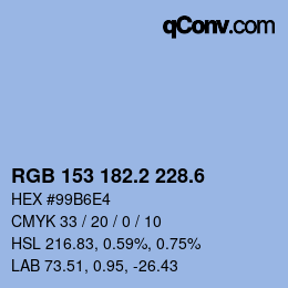 カラーコード: RGB 153 182.2 228.6 | qconv.com