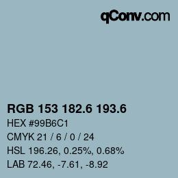 カラーコード: RGB 153 182.6 193.6 | qconv.com