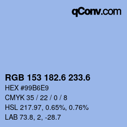 カラーコード: RGB 153 182.6 233.6 | qconv.com