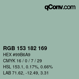 Color code: RGB 153 182 169 | qconv.com