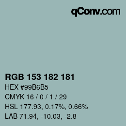 颜色代码: RGB 153 182 181 | qconv.com