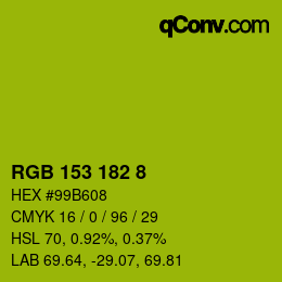 颜色代码: RGB 153 182 8 | qconv.com
