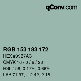 カラーコード: RGB 153 183 172 | qconv.com