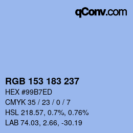 颜色代码: RGB 153 183 237 | qconv.com