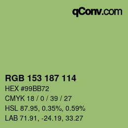 颜色代码: RGB 153 187 114 | qconv.com