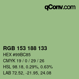 Código de color: RGB 153 188 133 | qconv.com