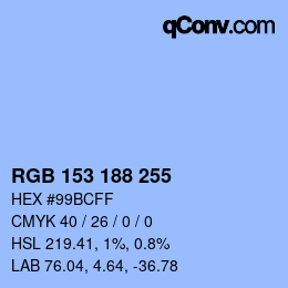 Color code: RGB 153 188 255 | qconv.com