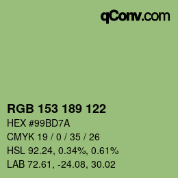 Color code: RGB 153 189 122 | qconv.com